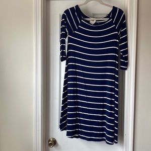 LED Size S Navy and White stripes Maternity Swing Dress